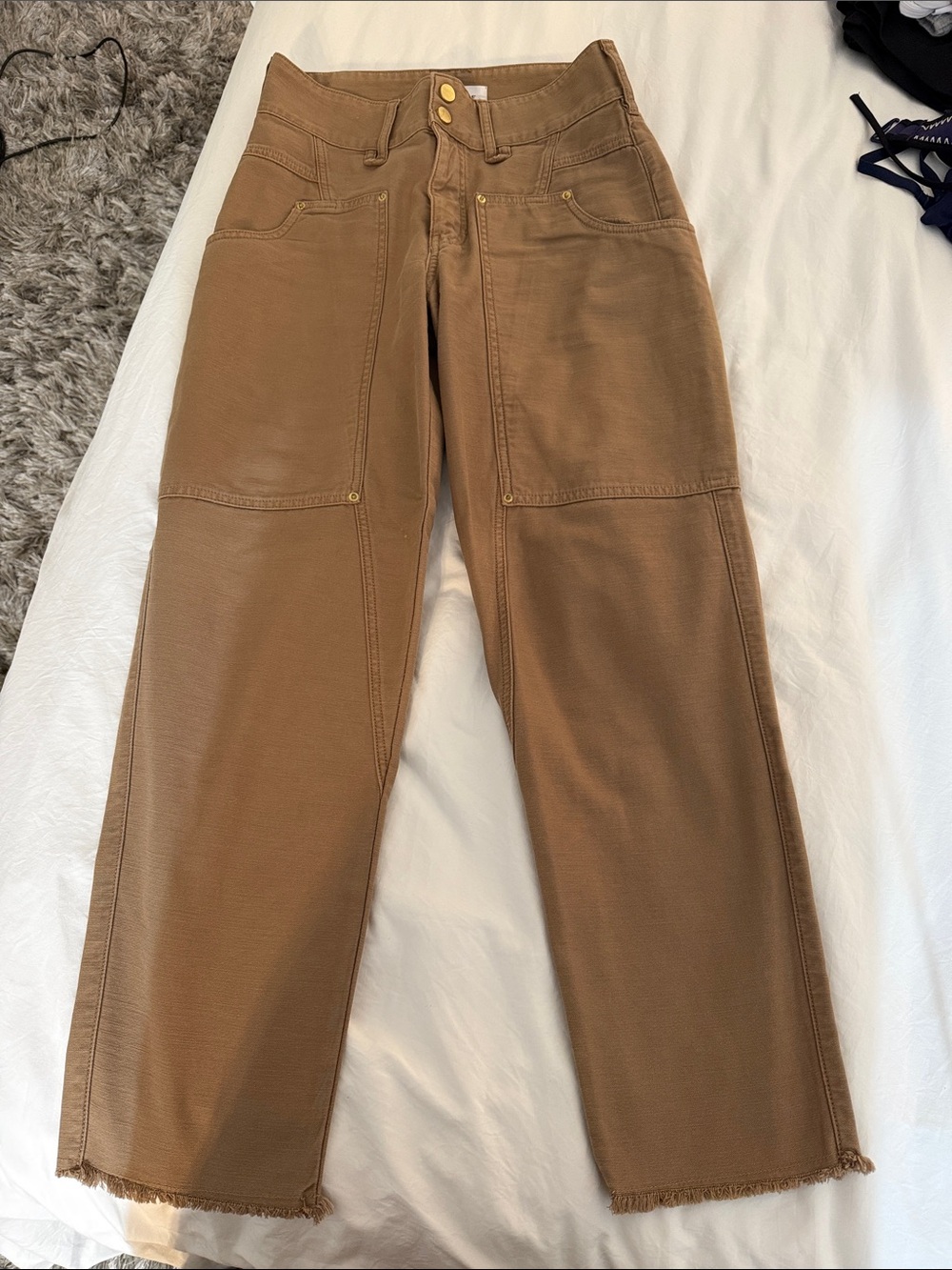 Frame Denim Camel Utility Wide-Leg Pants